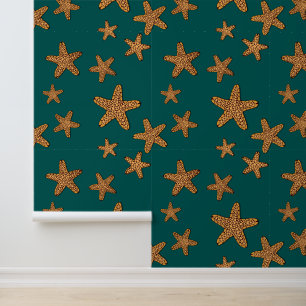 Orange Starfish Pattern Wallpaper