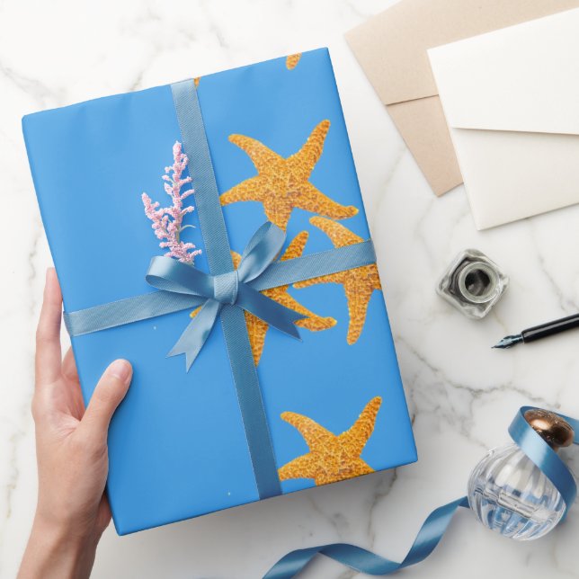 Orange Starfishes Wrapping Paper (Gifting)