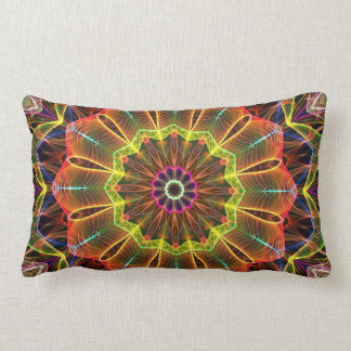 Orange Starflower  kaleidoscope Lumbar Cushion