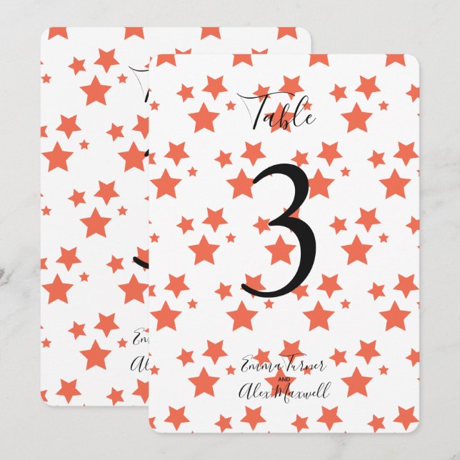 Orange Stars Background | Table number cards (Front/Back)