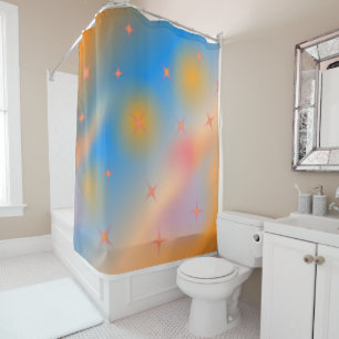 Orange stars shower curtain