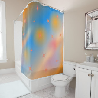 Orange stars shower curtain