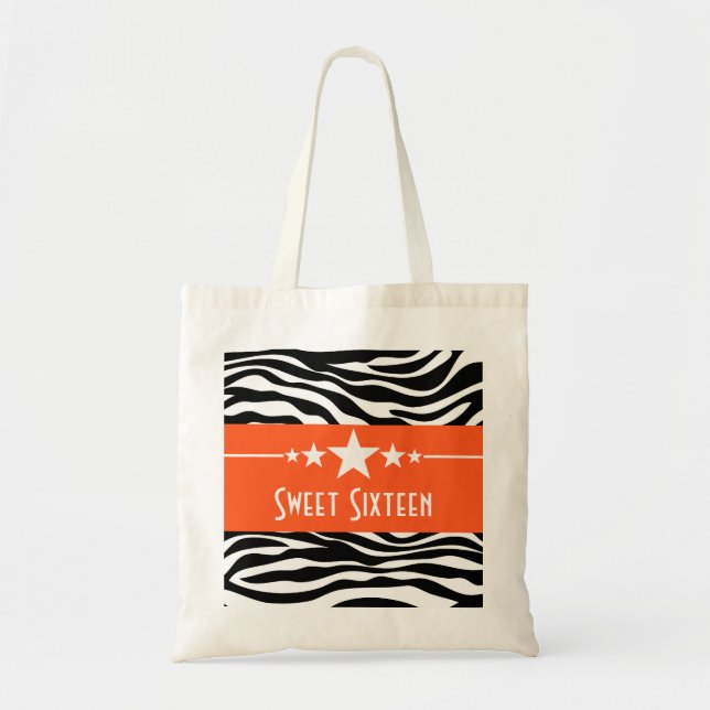 Orange Stars Zebra Print Sweet 16 Bag (Front)