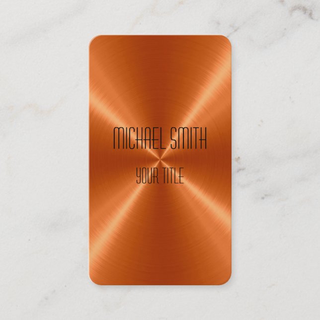 Orange Steel Metal Business Card (Front)