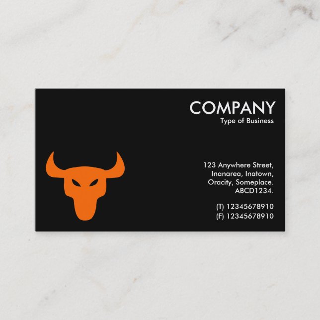 Orange Steer Symbol - Black Business Card (Front)