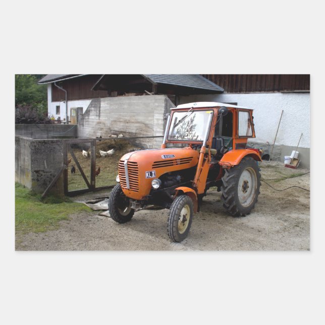 Orange Steyr Tractor KL II Rectangular Sticker (Front)