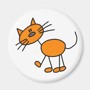 Orange Stick Figure Cat Magnet