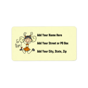 Orange Stick Figure Cheerleader t-shirts and Gifts Label