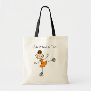 Orange Stick Figure Girl Ice Skater Customised Bag