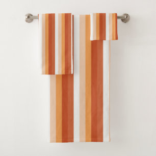 Orange Stipes Bath Towel Set