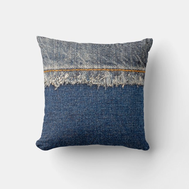 Orange Stitch, Double Denim Patch. Cushion (Front)