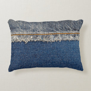 Orange Stitch, Double Denim Patch. Decorative Cushion