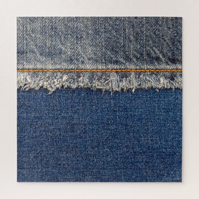 Orange Stitch, Double Denim Patch. Jigsaw Puzzle (Vertical)