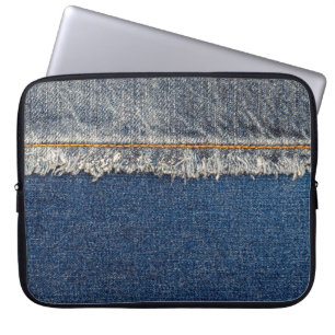 Orange Stitch, Double Denim Patch. Laptop Sleeve