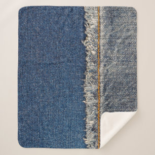 Orange Stitch, Double Denim Patch. Sherpa Blanket