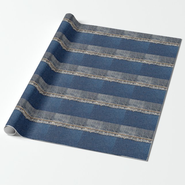Orange Stitch, Double Denim Patch. Wrapping Paper (Unrolled)