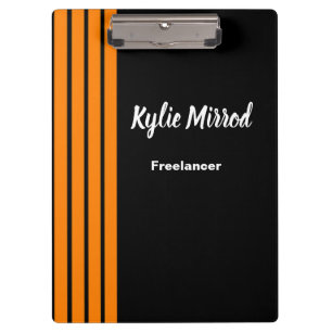 Orange stripe lines black clipboard