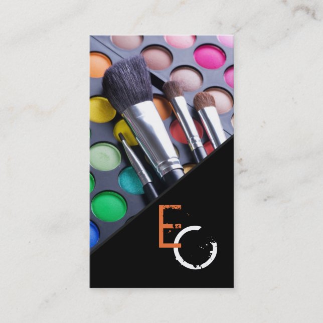 Orange Stripe Make Up Artist Palette Business Card (Front)