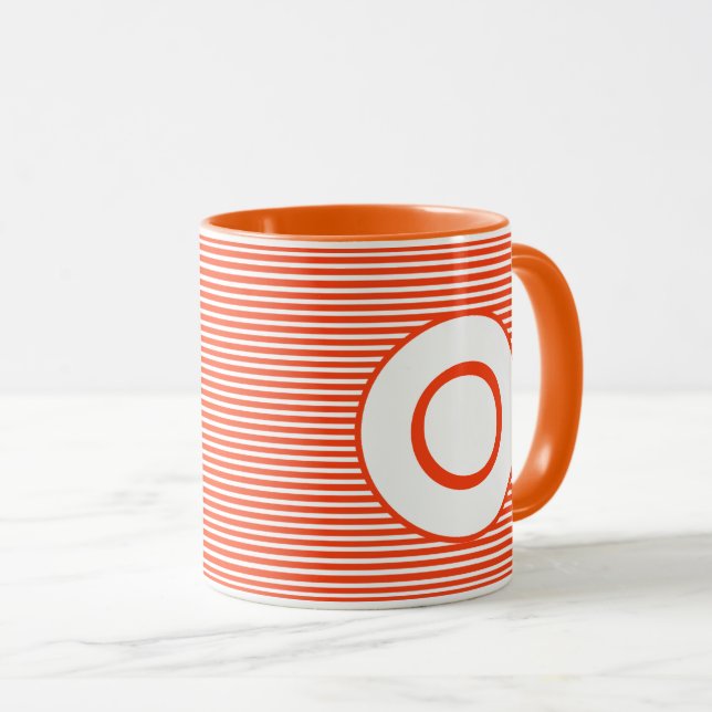 Orange Stripe Monogram Mug (Front Right)