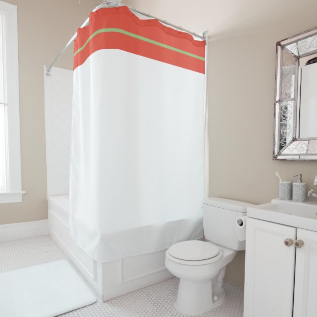Orange Stripe Shower Curtain (In Situ)