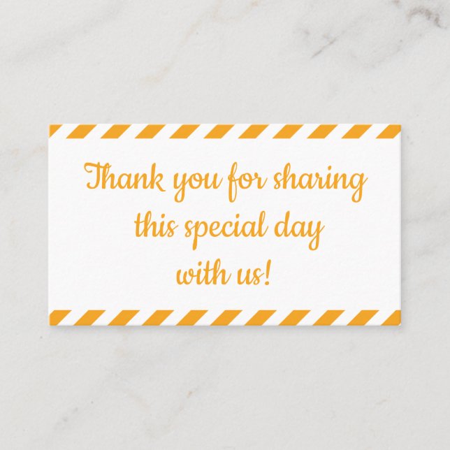 Orange Stripe Wedding Fall Bridal Shower Thank You Place Card (Front)