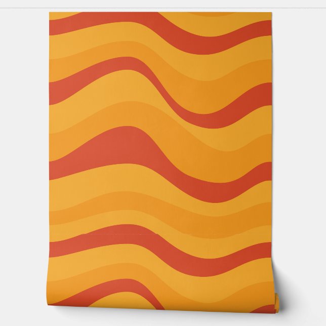 Orange Striped Abstract Modern Wallpaper (Unrolling)