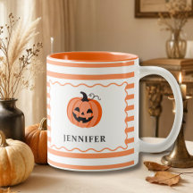 Orange Striped Pumpkin Personalised Halloween