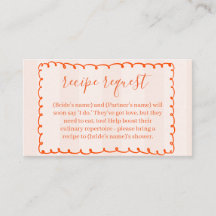 Orange Striped Recipe Request Cards for Weddings