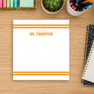 Orange Striped Teacher School Notepad