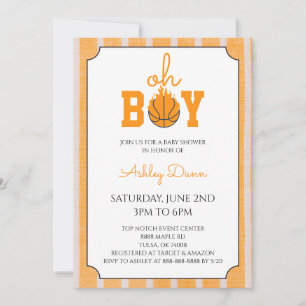Orange Stripes Basketball Baby Shower Invitation