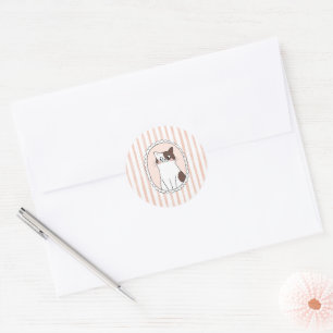 Orange Stripes Cat Classic Round Sticker