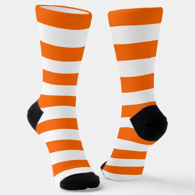 Orange Stripes Crew Socks (Angled)