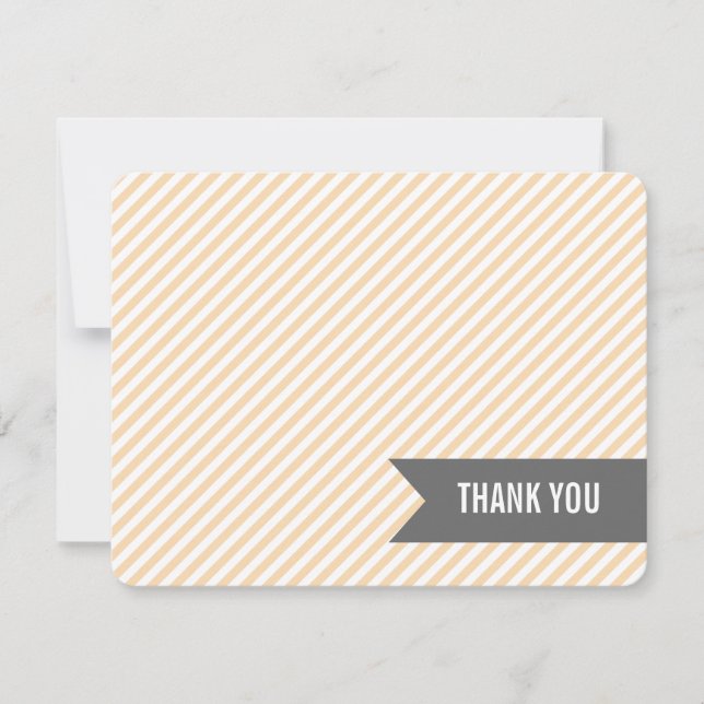 Orange Stripes Flat Thank You Notes Invitation (Front)