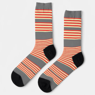 Orange Stripes Grey Socks