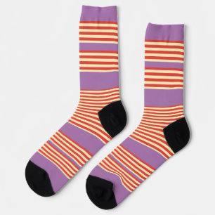 Orange Stripes Lavender Socks