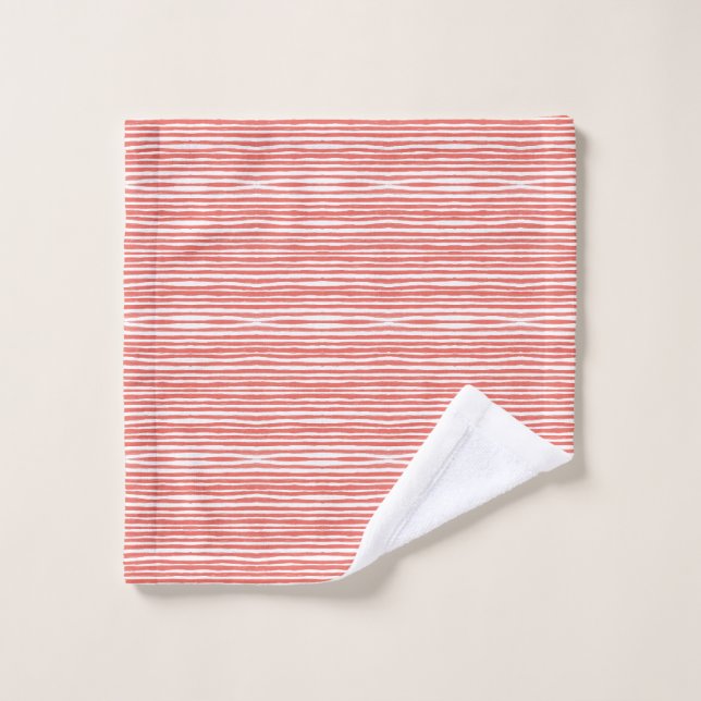 Orange stripes, lines  bath towel set (Wash Cloth)
