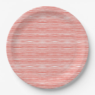Orange stripes, lines paper plate