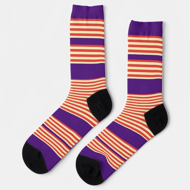 Orange Stripes Purple  Socks (Left)