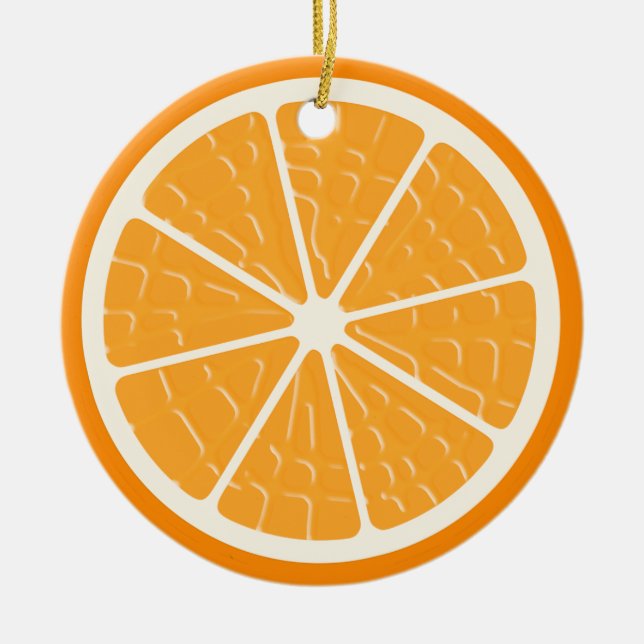 Orange Stylised Fruit Slice Ceramic Tree Decoration (Front)