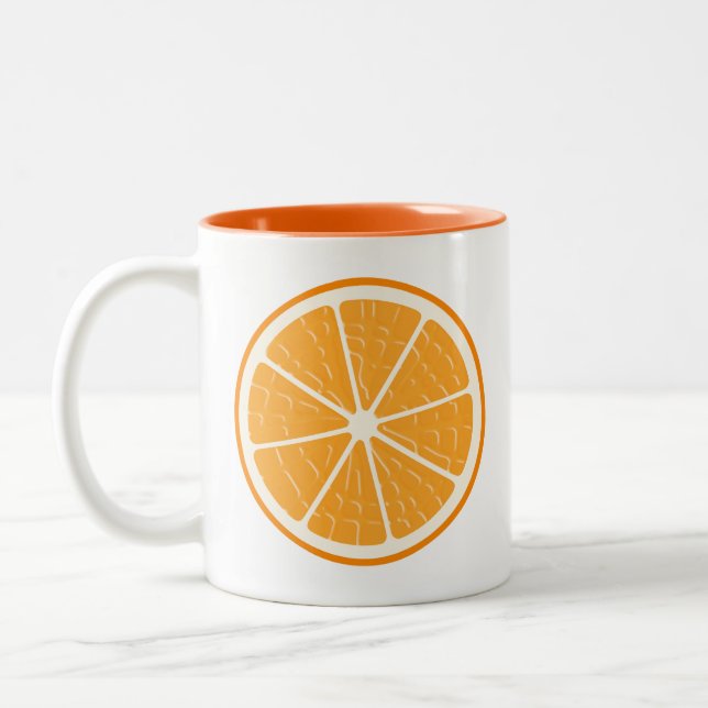 Orange Stylised Fruit Slice Two-Tone Coffee Mug (Left)