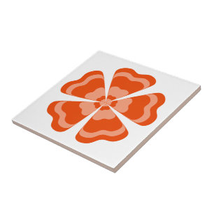 Orange Stylised Retro Flower Tile