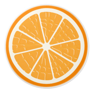 Orange Stylized Fruit Slice Ceramic Knob