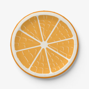 Orange Stylized Fruit Slice Paper Plate