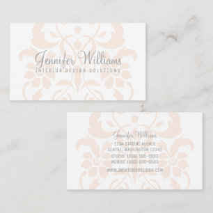 Orange Subtle Damask Business Card