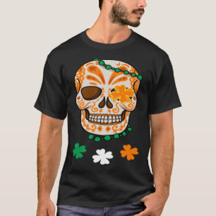 Orange Sugar Skull St. Patrick's Day Irish Day Of T-Shirt