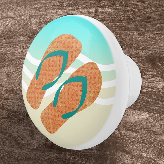 Orange Summer Beach Waves Flip Flops Door Knob (Creator Uploaded)