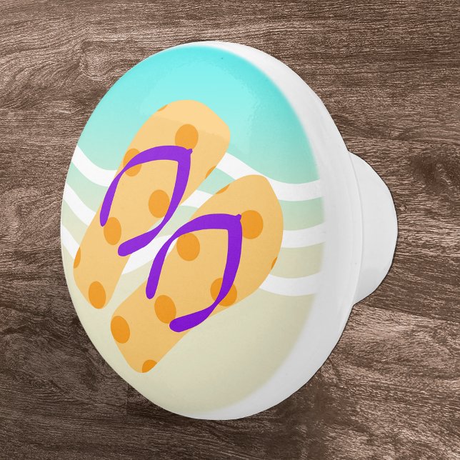 Orange Summer Beach Waves Flip Flops Door Knob (Creator Uploaded)