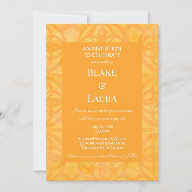 Orange Summer Bright Batik Custom Invitation (Front)