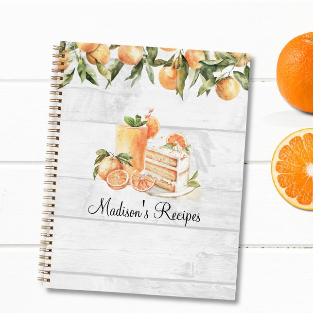Orange Summer Fruit Personalised Recipe Cookbook Notebook (In situ)