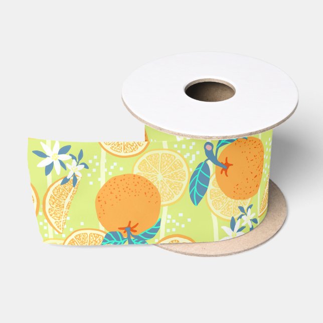 Orange Summer Green Satin Ribbon (Spool)